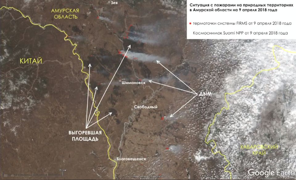 Пожары в амурской области карта