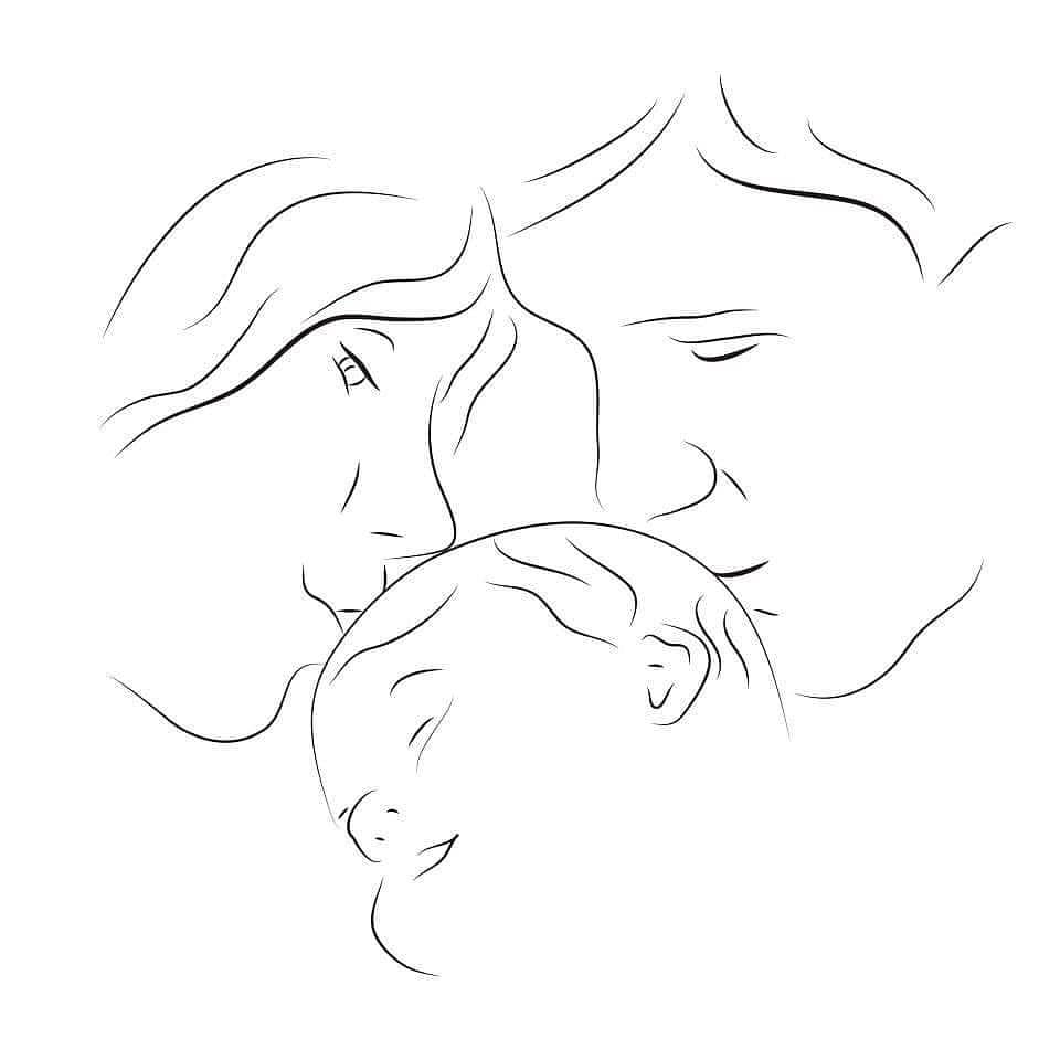 Эскиз семьи с младенцем